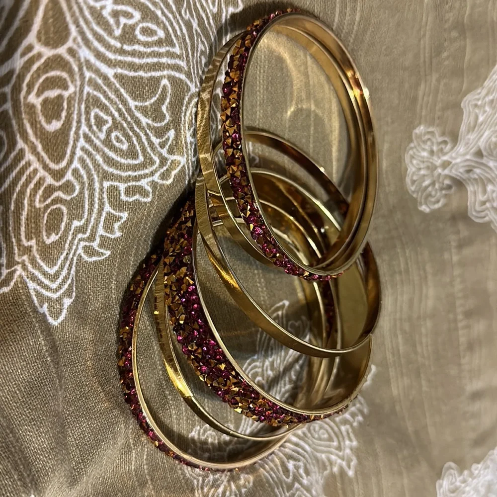 NWOT PINK/GOLDEN sparkling bangle bracelets - Picture 4 of 4